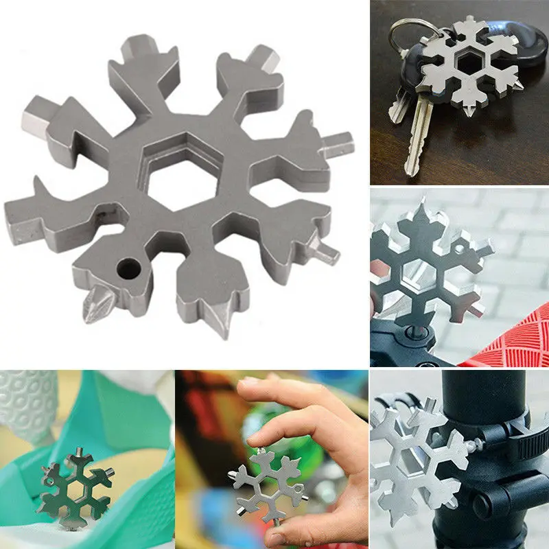 18 In 1 Multi Tool Stainless Steel Snowflake Shape EDC Flat Cross Screwdriver