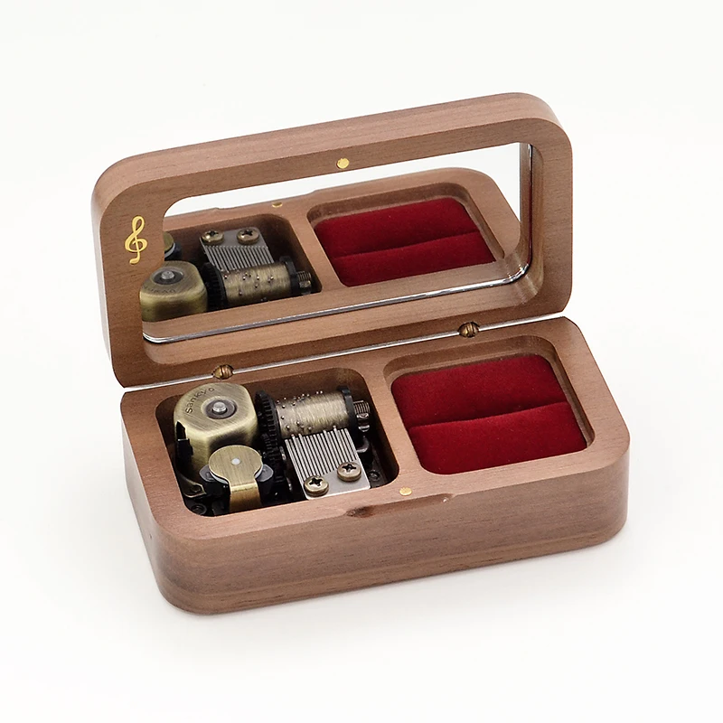 Solid wood music box jewelry ring practical birthday presents Christmas proposal surprise romance Castle in the Sky | Дом и сад