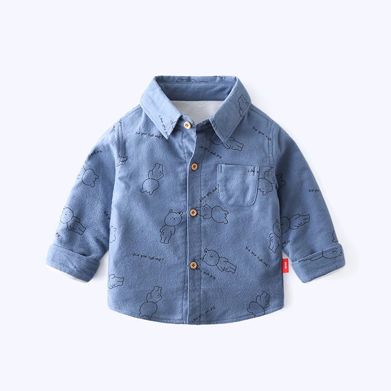 Утепленная рубашка для мальчиков школьные блузки теплые хлопковые детские