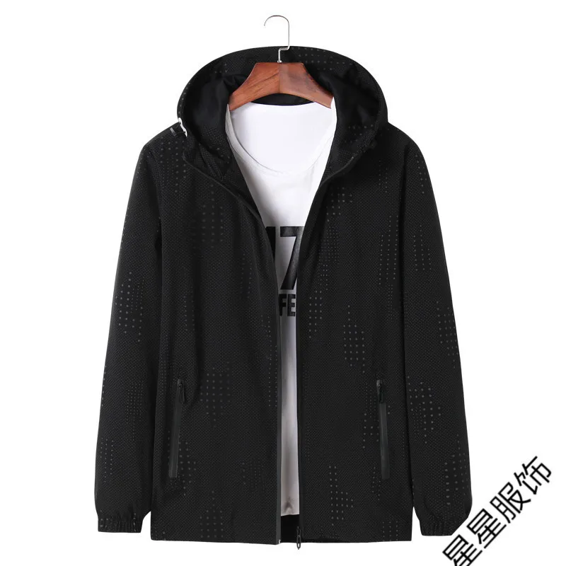 

Plus Size 6XL 7XL 8XL New Spring Autumn Bomber Jacket Men Casual Solid Windbreaker Zipper Thin Hooded Coat Outwear Male Jacket