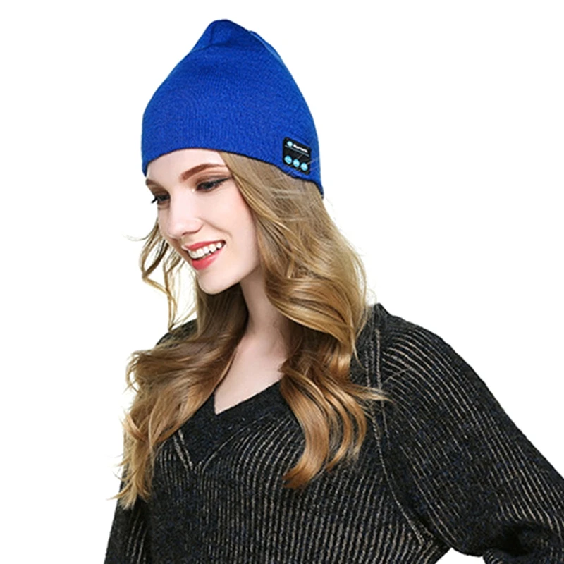 

Winter Fashion Warm Knitted Hat Sport Bluetooth Earphones Music Hat Night Running Wireless Headphones Speaker
