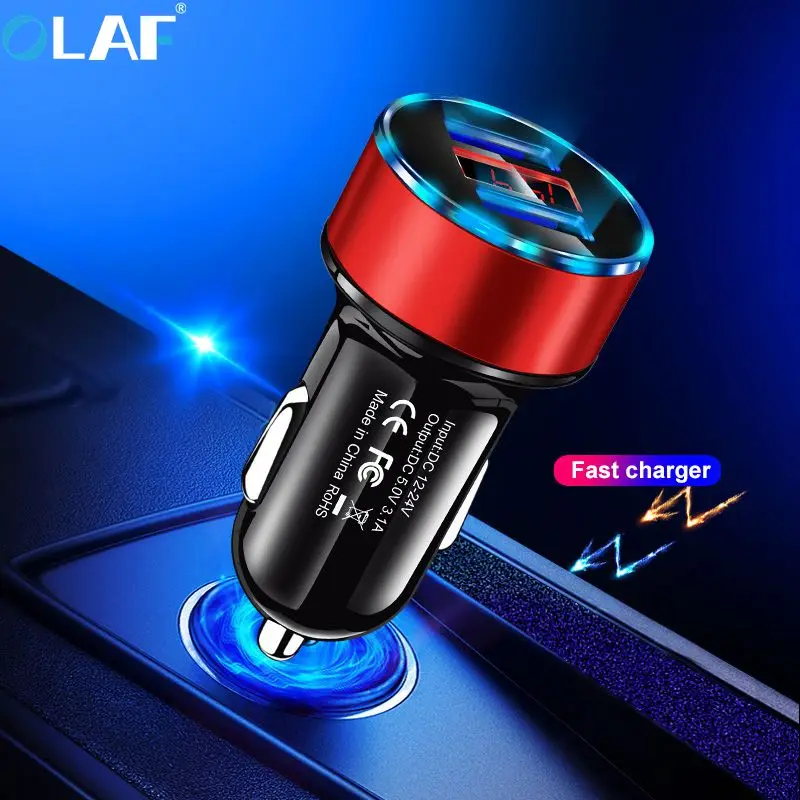 Автомобильное зарядное устройство с двумя USB-портами Olaf, 3,1 А, цифровое универсальное автомобильное зарядное устройство для Xiaomi, Samsung S8, iPhone 6, 6s, 7, 8 Plus Автомобильное зарядное устройство с двумя USB-портами Olaf, 3,1 А, цифровое универсальное автомобильное зарядное устройство для Xiaomi, Samsung S8, iPhone 6, 6s, 7, 8 Plus