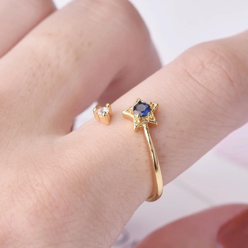 High Quality Cute Small Cubic Zircon Star Ring for Women Adjustable Rose Gold Color Jewelry | Украшения и аксессуары