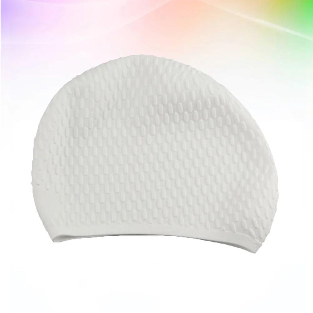 

Useful Silicone Swimming Cap Practical Waterproof Swim Pool Hat Long Hair Ear Protection Swim Caps for Female (White)