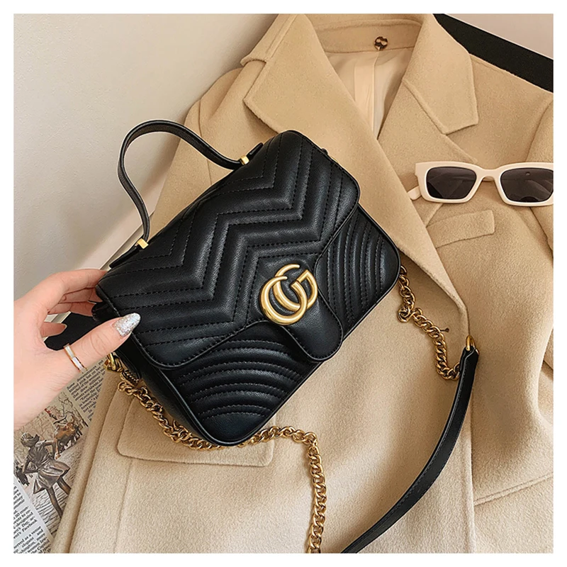 

2021 Spring and Autumn New Top Quality Handbags Purses Women Gold Chain Crossbody Bag Pu Leather Handbags Crossbody Bag Wallet