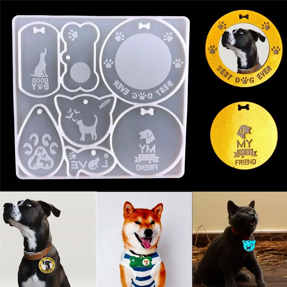 

Pet Tag UV Resin Mold DIY Keychain Pendant Silicone Mould Bone Dog Tag with Hole Resin Mold Handmade Jewelry Making Tools