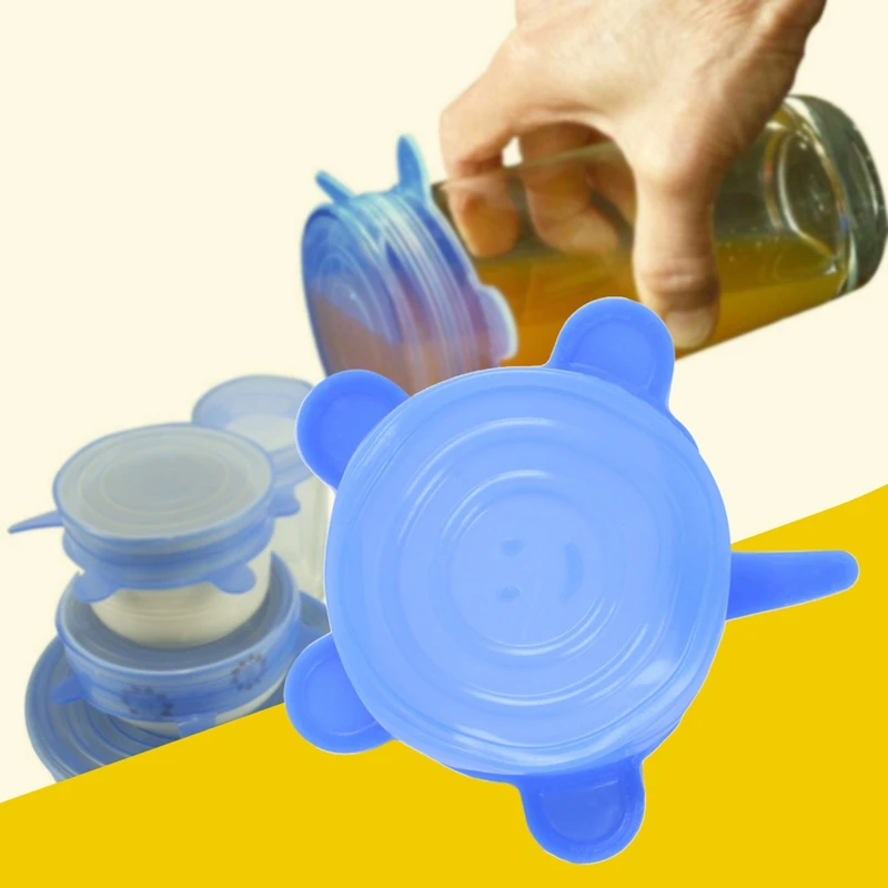 Silicone Stretch Lids 6 Pack Different Size Stretchable Food Covers for Cups Pots Can bowls Dishes Mugs Jars | Дом и сад