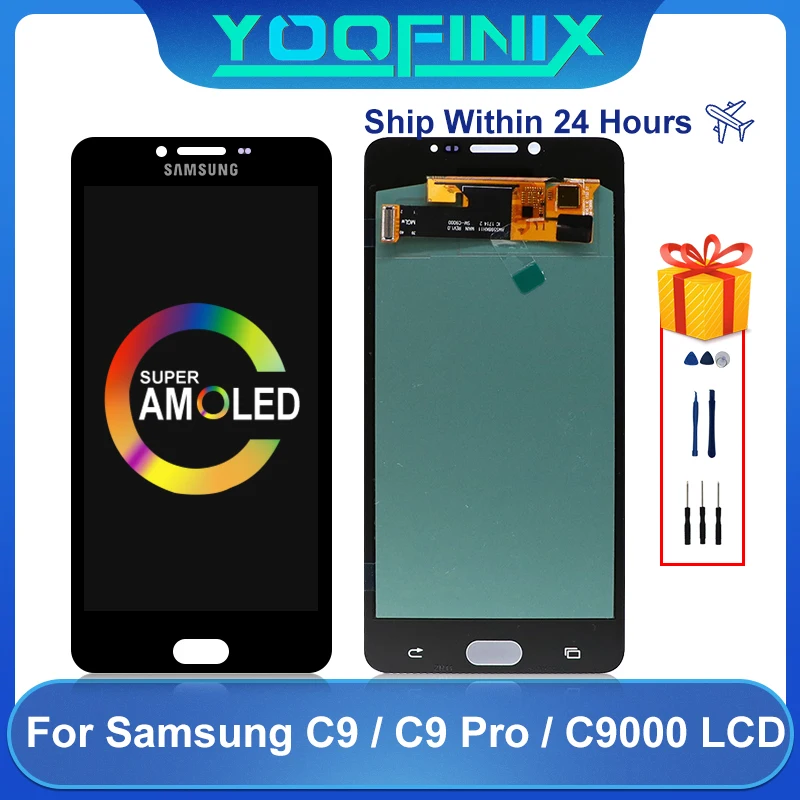 

Super AMOLED For Samsung Galaxy C9 LCD SM-C9000 C900F C900Y C9 Pro Display LCD Touch Screen Digitizer Display Replacement Parts