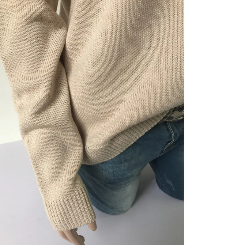 

Women V Neck Sweater Long Sleeve Solid Color Autumn Winter Knitting Pullover Sueter Mujer Invierno 2019 Ez*