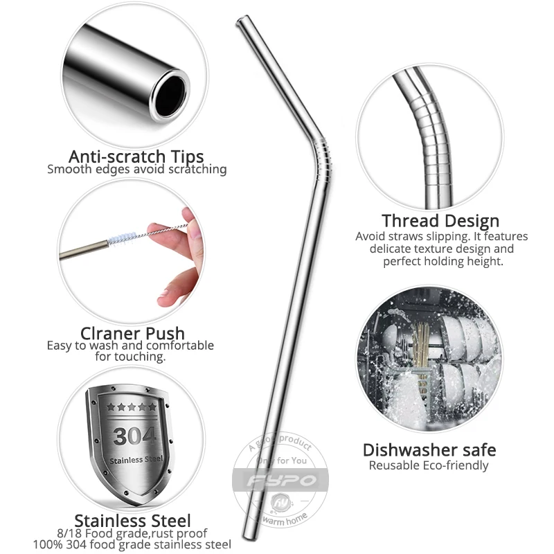 Fypo питьевой набор соломинок аксессуары для бара многоразовые из нержавеющей