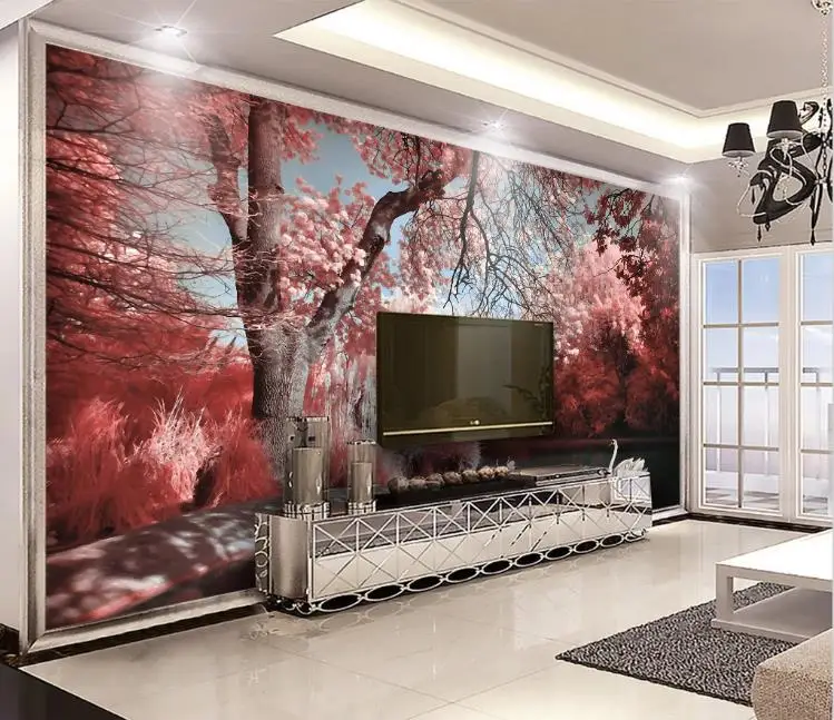 

Any Murals 3D Pink Beautiful Forest Lake Swan Wallpaper Photo Living Room TV Sofa Hotel Background Wallpaper Home Decor