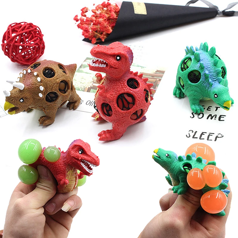 

1PCS Novelty Dinosaur Mesh Ball Grape Squeeze Relief Autism Toys Kids&Adult Anti-Stress Toys Stress Reliever Toys