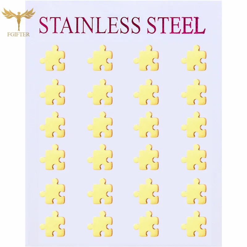

Casual Jigsaw Puzzle Toy Design Stud Earrings Cute Women Boy Girls Jewelry Stainless Steel Earing Wholesale 12 Pairs Childs Gift