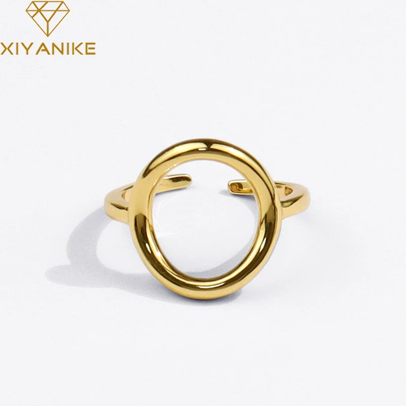 

XIYANIKE Silver Color New Round Hollow Ring Fashion Opening Couple Female Temperament Romantic Jewelry Wholesale Кольцо