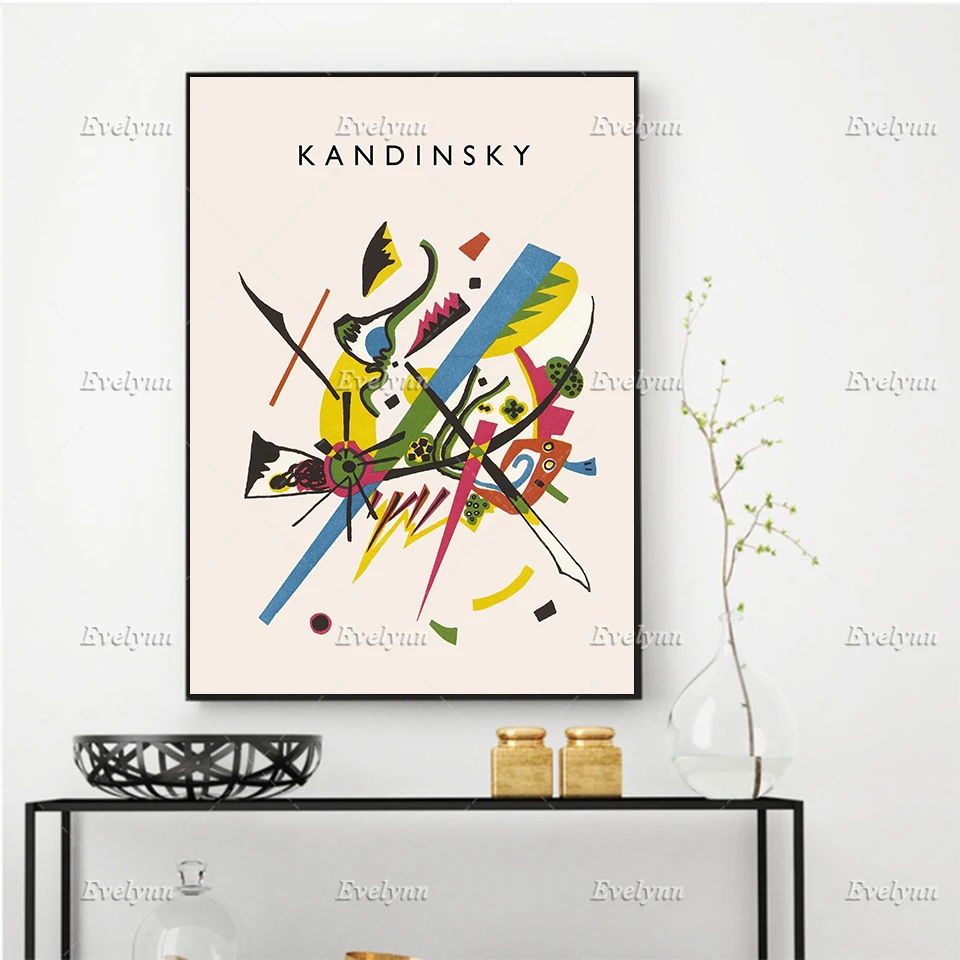 

Kandinsky 'On White II' Abstract Poster,Wall Art Prints Home Decor Canvas Floating Frame Housewarming Christening Birthday Gift