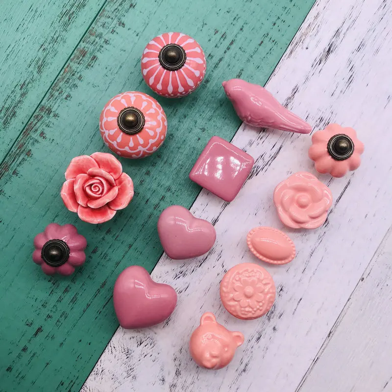 1 шт. Ассорти керамические ручки смешанный дизайн зеленые шкаф дверные ящика