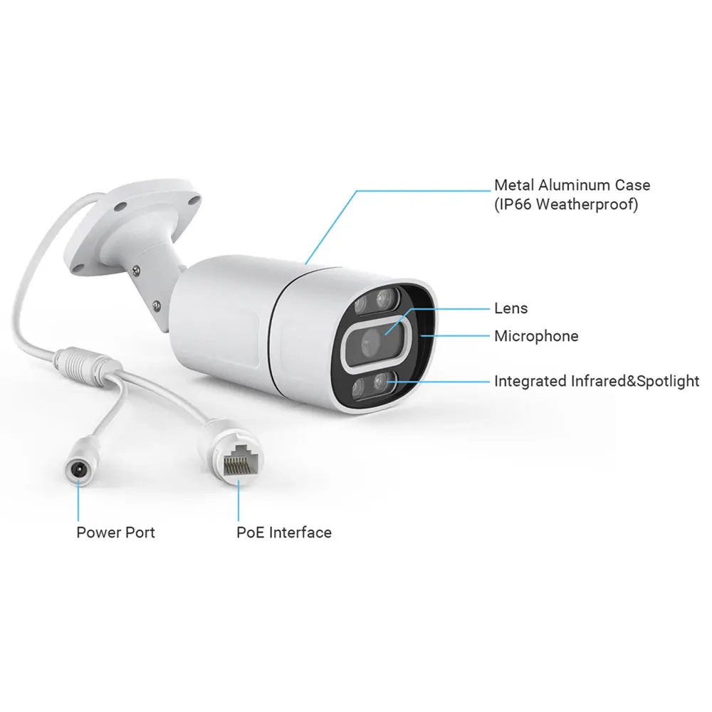 8 МП 4K POE IP-камера IP66 Водонепроницаемая наружная H.265 Onvif цветная Металлическая