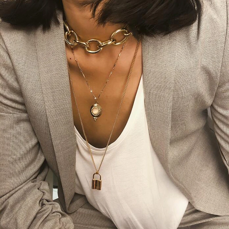 Женское Ожерелье-чокер YAOLOGE Punk винтажное ожерелье золотого цвета с кулоном для