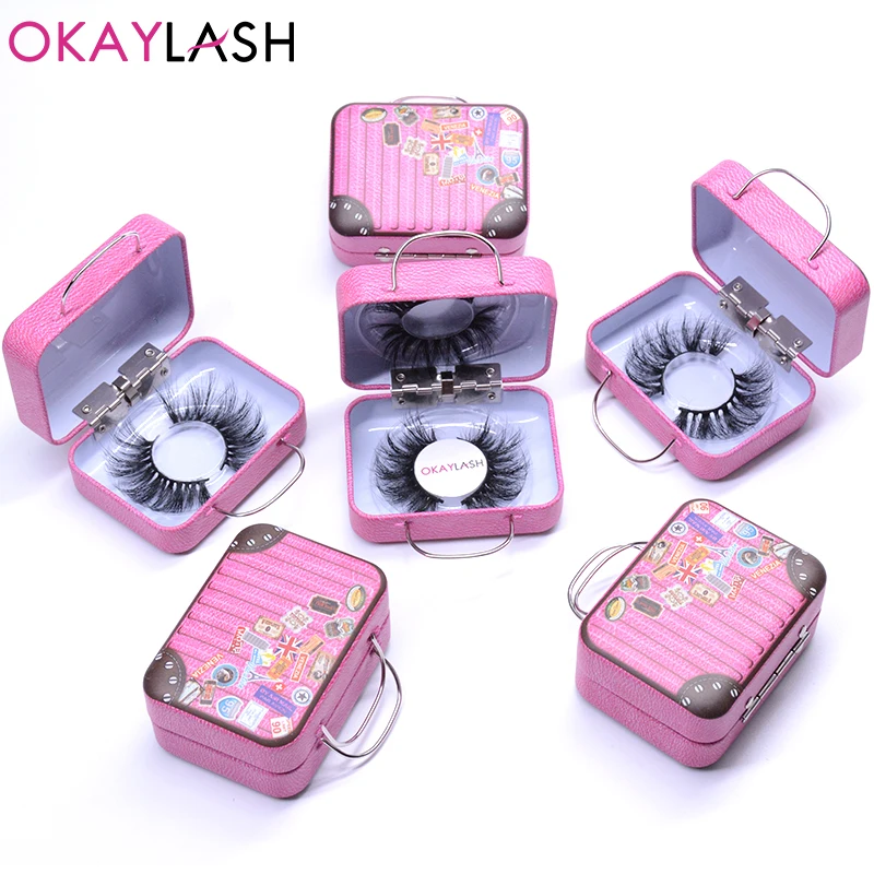 OKAYLASH милый мини маленький стальной 3D ящик для упаковки ресниц серебристая