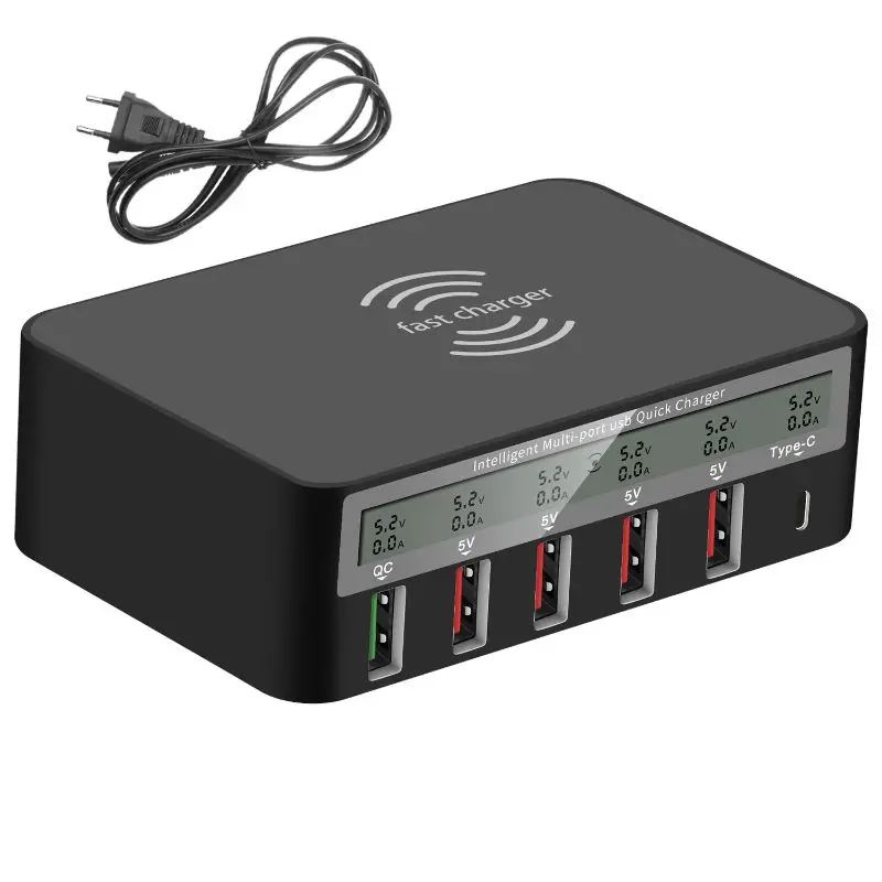 Универсальное беспроводное зарядное устройство 7 в 1 Type C Qi 5x USB QC 3 0 Быстрая