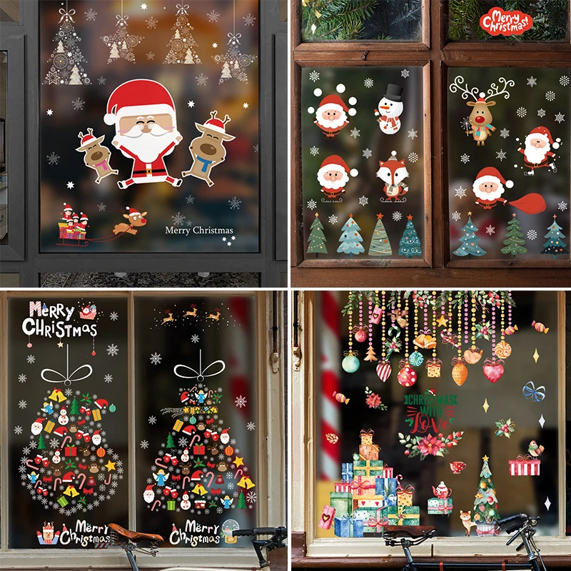 

Christmas Tree Xmas Removable Waterproof Stickers Vivid Art Decal For Wall Home Shop Dorm Store Windows Decor Sticker