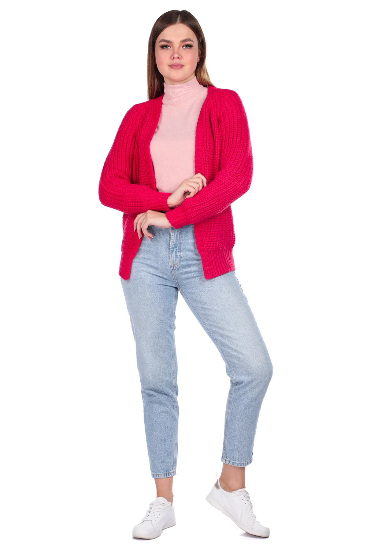 

Light Pink Womens Knitwear Cardigan