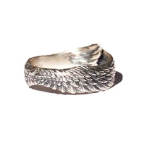 2021 fashion unisex adjuestable size angel wing silver plated finger ring charm jewelry trend hip hop accessories gifts