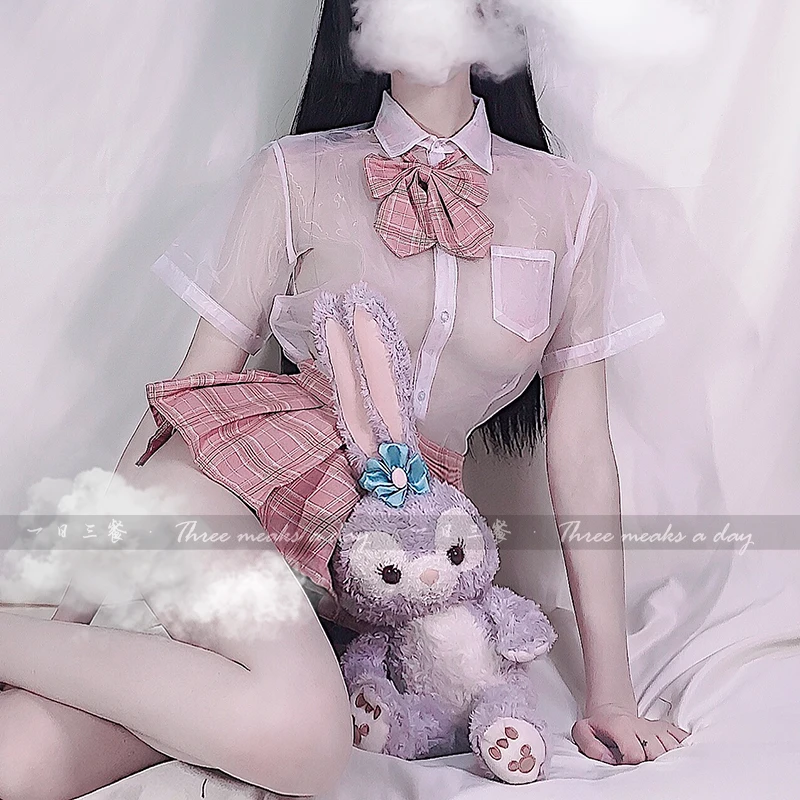 Комплект нижнего белья женский прозрачный кружевной розовый |