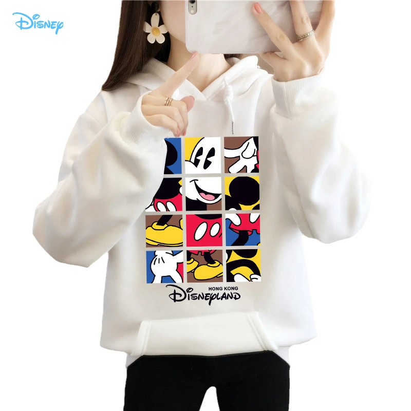 

Disney Anime Mickey Jigsaw Graphic Hoodies Women Aesthetic 90s Long Sleeve Thick Warm Anime Vintage Polar Mujer Invierno Y2K
