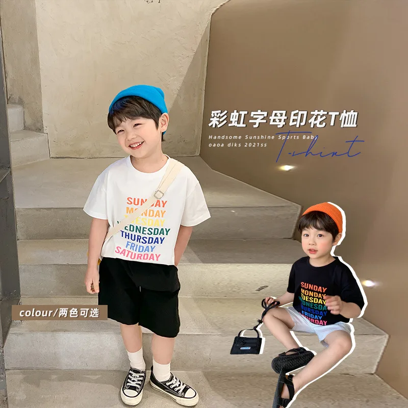 

Boys' summer short sleeve T-shirt with lovely letter printing casual new Korean children's top 10-182