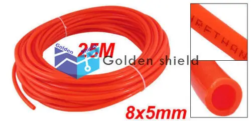

Orange Red 25M 82 Ft 8mm OD 5mm ID Polyurethane PU Air Tube Hose