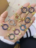 2344 mm rainbow cz micro pave round shape connector gold colorful color carabiner clasp