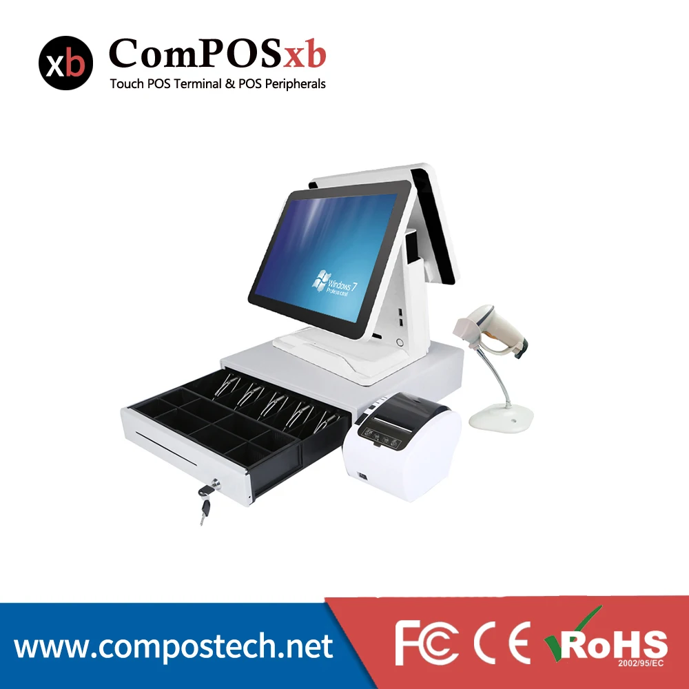 Полный набор POS1618DP двойной POS системы 15 + дюймовый ЖК экран точка продажи