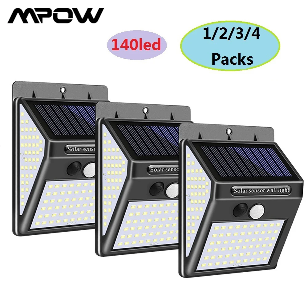 140 светодиодов солнечный садовый светильник для MPOW настенный с пассивным ИК