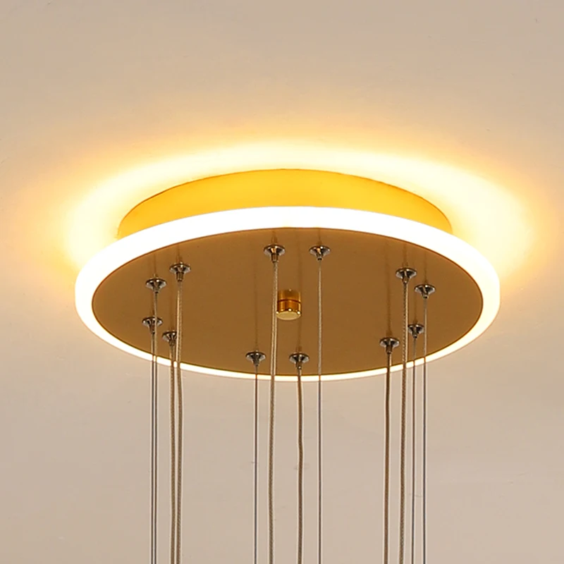 FKL Modern Chandelier Golden LED Acrylic Light Shade Living Room Dining Bar Minimalist Irregular | Лампы и освещение