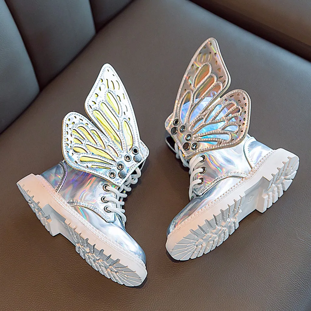 Children Kids Baby Girls Butterfly Wings Detachable Wram Zip Short Boots Shoes Novelty Modis shoes Sapato bota infantil | Детская одежда