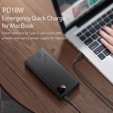 Baseus Портативный аккумулятор 20000 мАч с быстрой зарядкой USB-C — фото товара