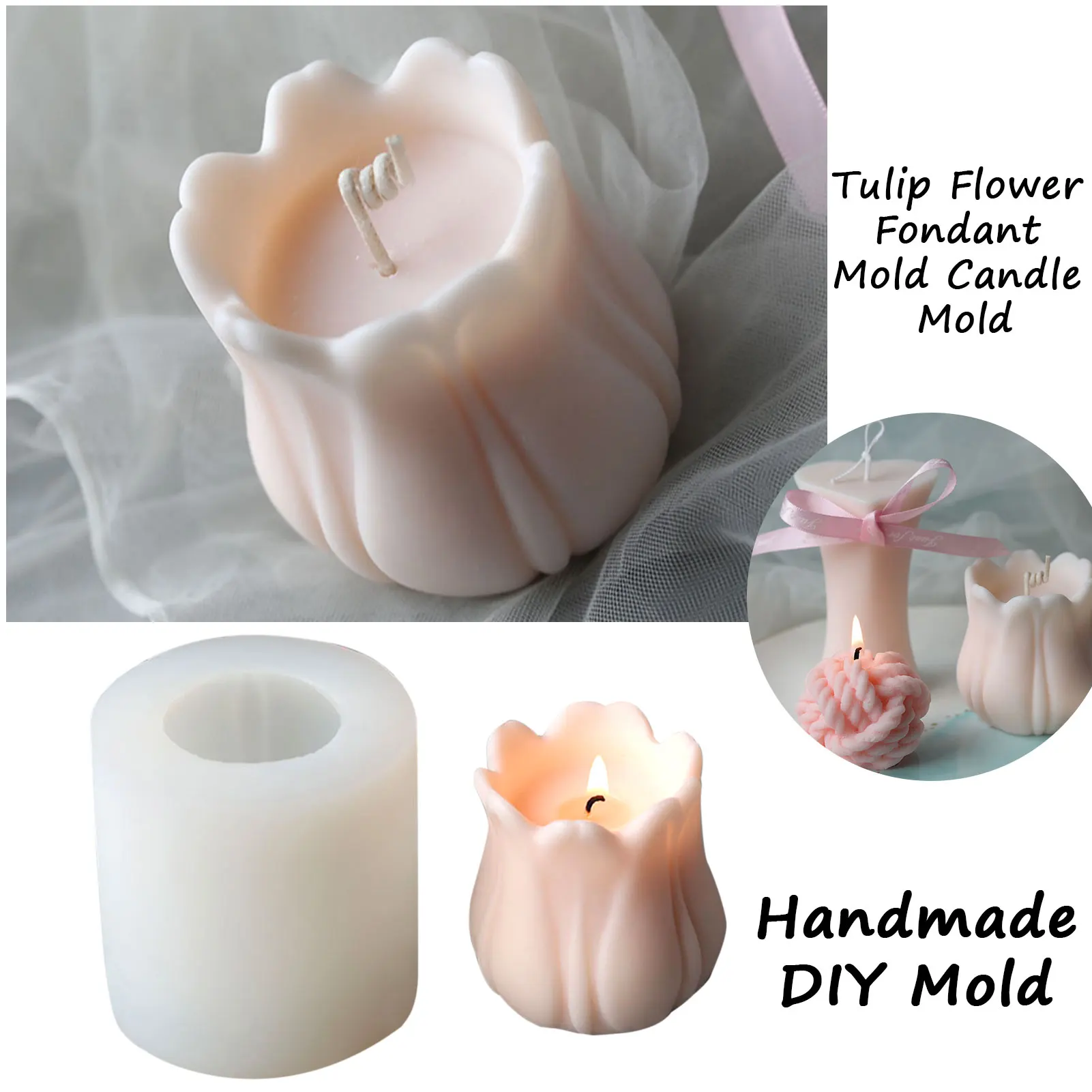 

Aromatherapy Candle Mold Tulip Flower shape DIY Cake Mousse Fondant Mold Candle Mold Handmade Silicone Soap Molud