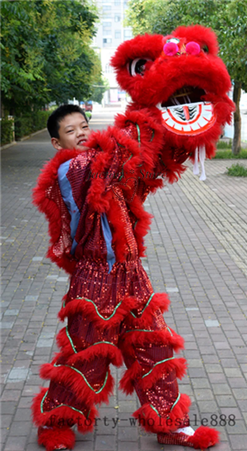 Традиционный костюм талисмана из меха льва для танцев чистая шерсть Южная одного