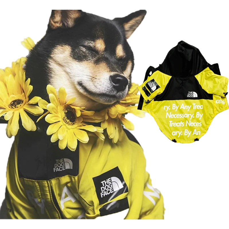 

American Street Fashion Dog Coat Windproof And Rainproof Oudoor Jackets Dog Waterproof Raincoat Pet Clothes Supplies