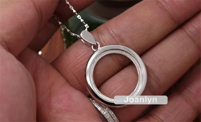 Joanlyn основа подвески для 20x20 мм круглые кабошоны покрытые белым золотом 925 Серебряный кулон пустой DZ069