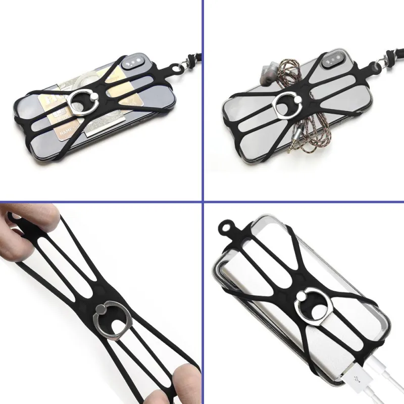 Универсальный Цветной силиконовый ремешок-держатель для телефона шейный