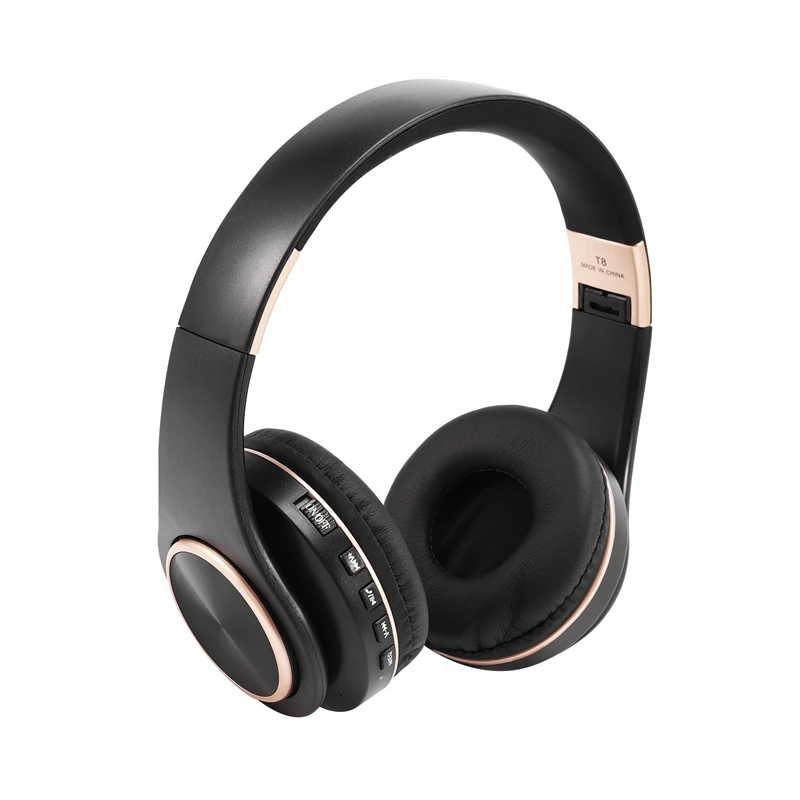 T8 Wireless Bluetooth Headphones Over-Ear Soft Stereo Sport Headsets for Xiaomi iPhone Samsung Earphone with Mic Support TF Card |