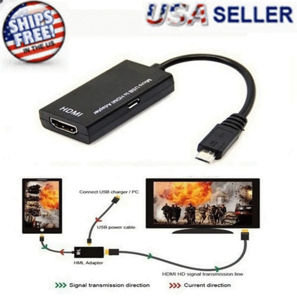 Переходник MHL Micro USB/HDMI для преобразователя ТВ монитора 1080P HD HDMI аудио видео кабель