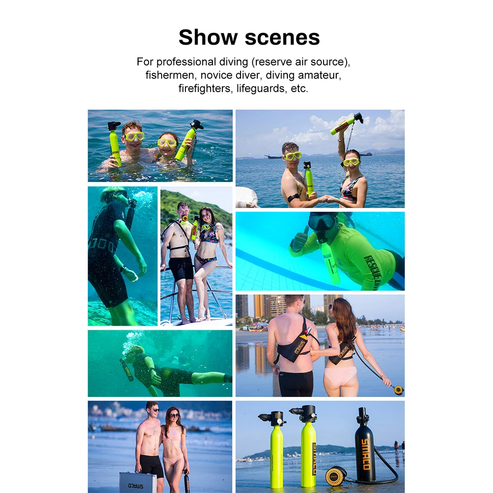 

SMACO Mini Scuba Diving Tank Equipment oxygen cylinder set Underwater respirator 0.5 liter Dive Cylinder with 8 Minutes