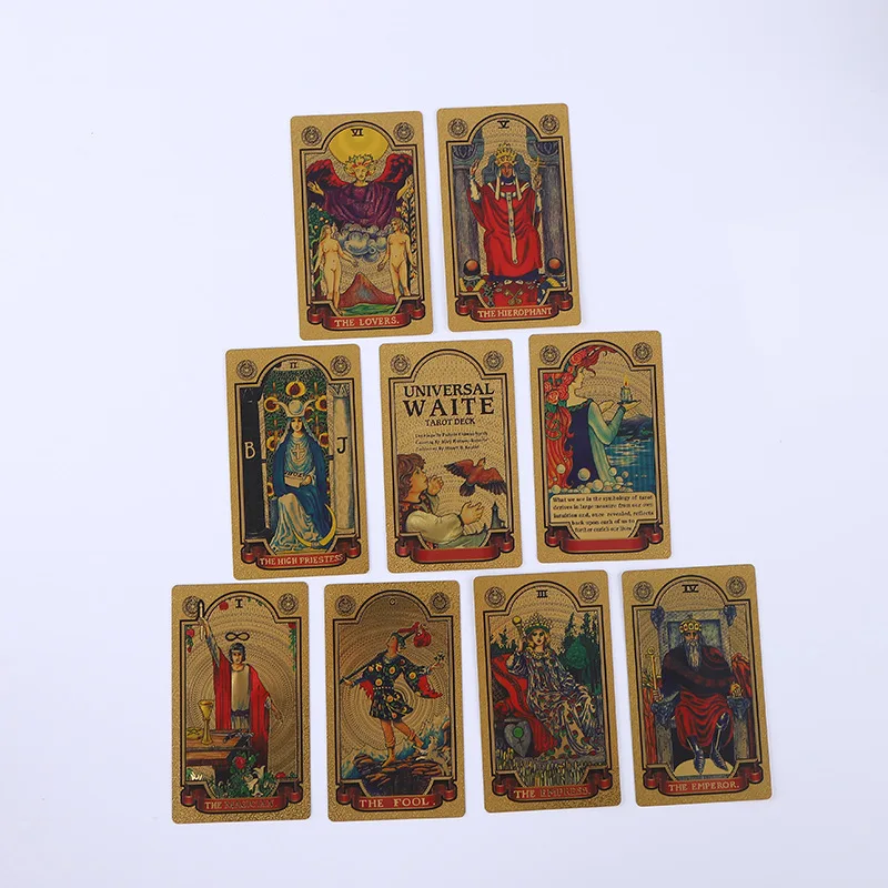 Plastic Waterproof Tarot Gold Foil Cards Full English Edition Magician Deck Board Game Send Rules | Спорт и развлечения