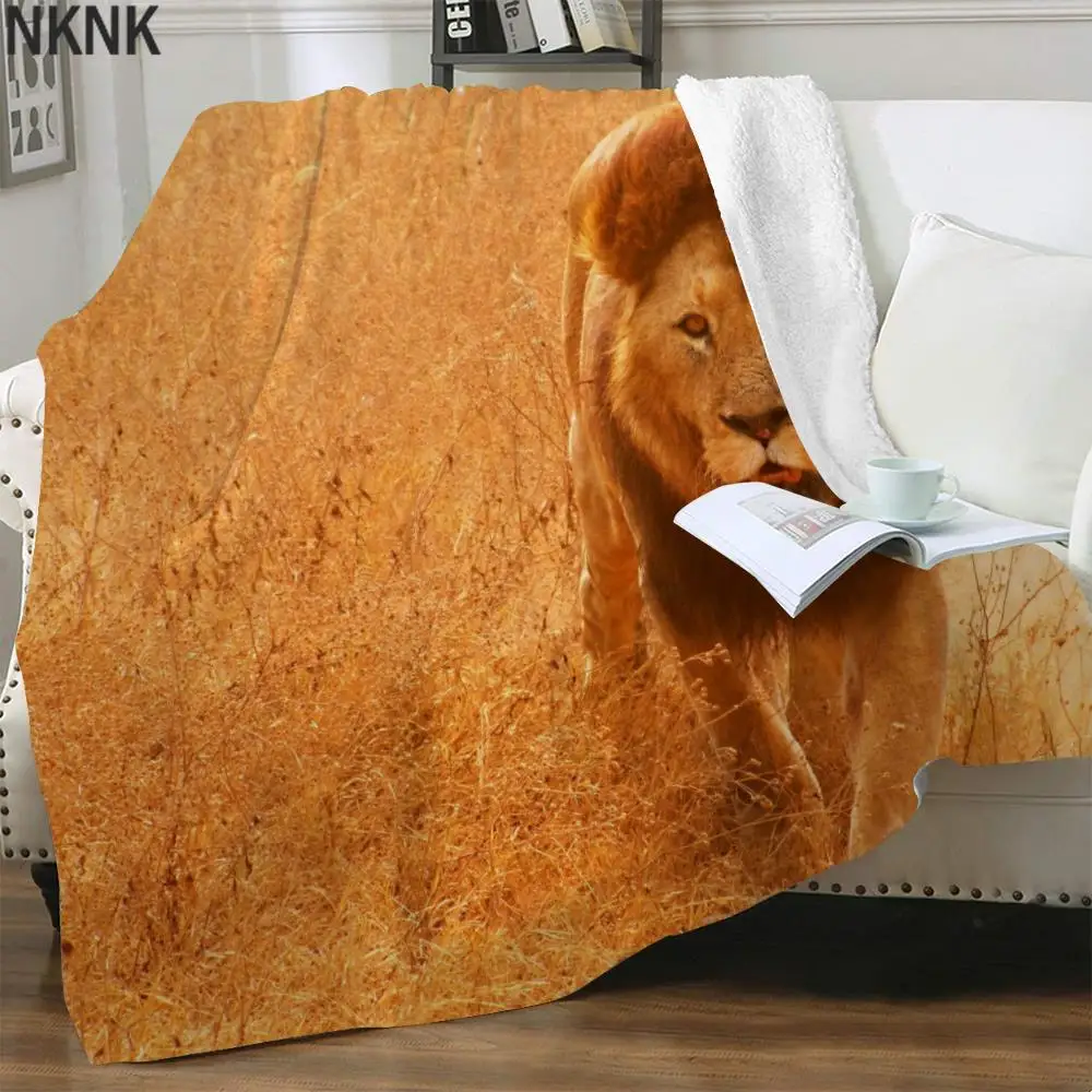 

NKNK Brank Lion Blanket Animal Bedspread For Bed Landscape Bedding Throw Harajuku Blankets For Beds Sherpa Blanket Fashion