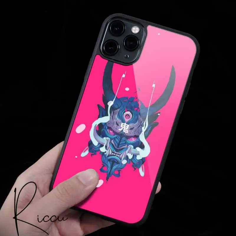 

Japanese samurai oni mask Phone Cases Rubber for iPhone 12 11 Pro Max XS 8 7 6 6S Plus X 5S SE 2020 XR 12 Mini case
