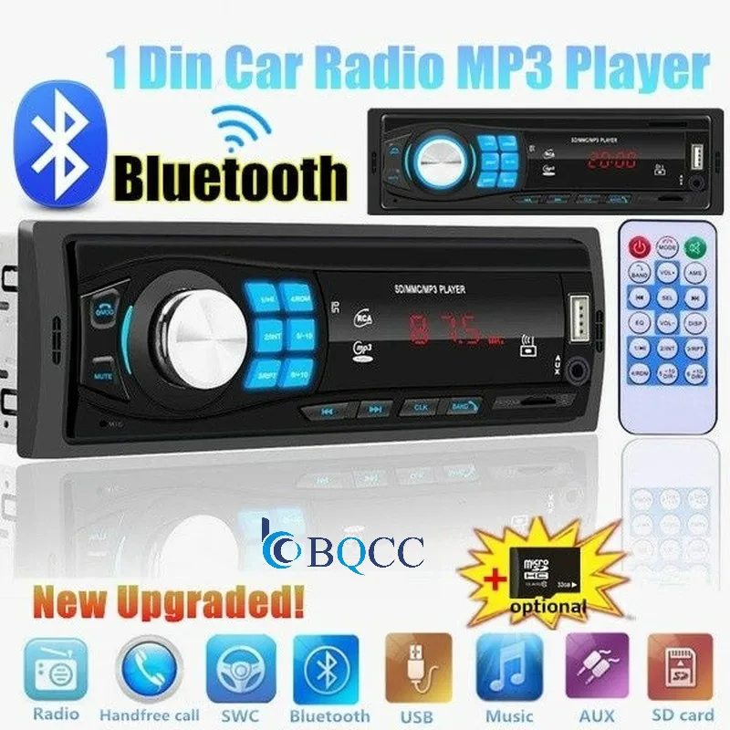 Автомагнитола 1DIN Bluetooth автомобильная стереосистема аудио In Dash FM AUX вход приемник