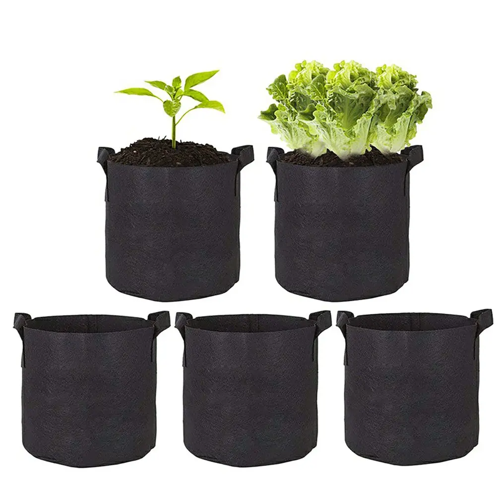 

5Pcs 3/4/5/7 Gallon Grow Bags Felt Grow Bag Gardening Fabric Grow Pot Vegetable Growing Planter Garden Flower Planting Pots